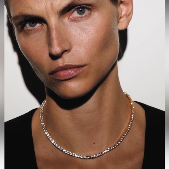 Tennis Necklace 15” DORSEY KATE ROUNDCUT WHITE SAPPHIRE SILVER RIVIÈRE NECKLACE - Picture 2 of 12